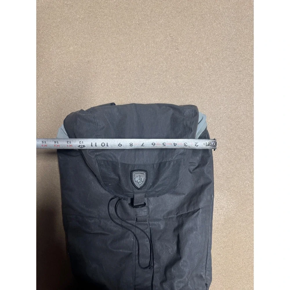 KHUL Black Backpack Born in‎ the Mountains Logo Drawstring Top Flap Closure $200